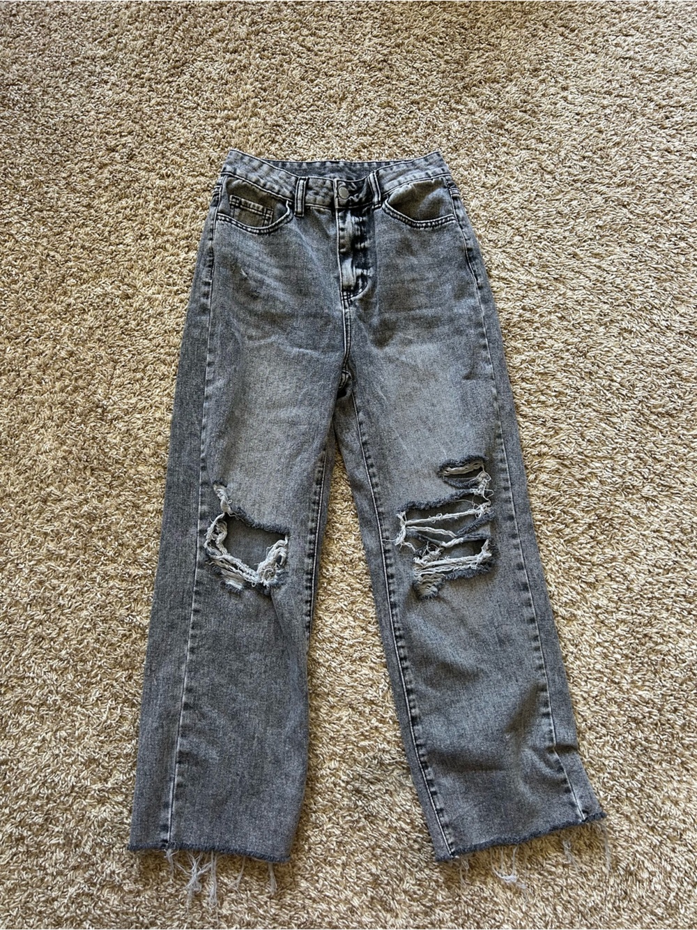 Women's Distressed Gray Ripped Jeans